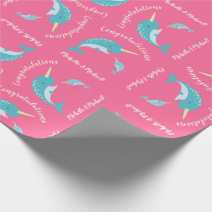 Narwhal Baby Shower Rosa Girl Whale Presentpapper