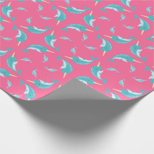 Narwhal Baby Shower Rosa Girl Whale Presentpapper