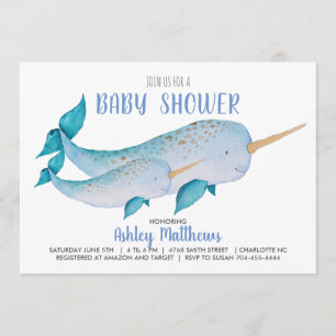 Narwhal-babyduschinbjudan Inbjudningar