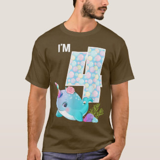 Narwhal Birthday Im 4 Undervattenshavstema 4 T Shirt