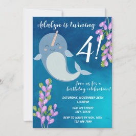 Narwhal Birthday-inbjudan Inbjudningar