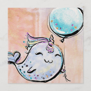 Narwhal Birthday Inbjudningar
