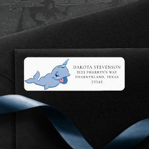 Narwhal Blue Baby Kawaii-Returadressen Returadress Etikett