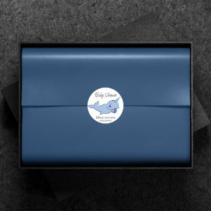 Narwhal Blue Den berömvärda Baby Kawaii Ocean Sh Runt Klistermärke