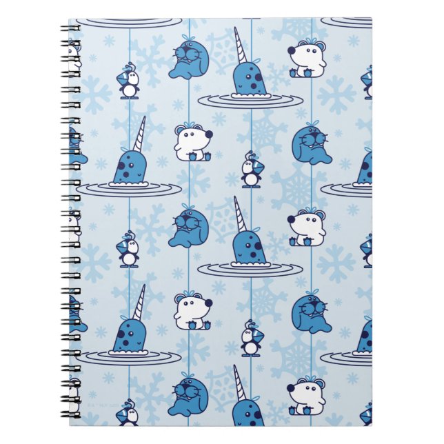 Narwhal Blue Snowflake Mönster Anteckningsbok (Framsidan)