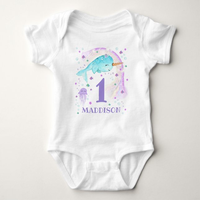 Narwhal Bodydräp Personlig Girl Narwhal Bodysui T Shirt (Framsida)