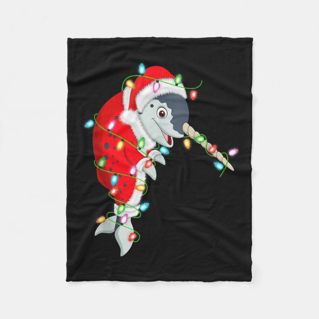 Narwhal Christmas Lights Santa Costume Cute Animal Fleecefilt (Framsidan)