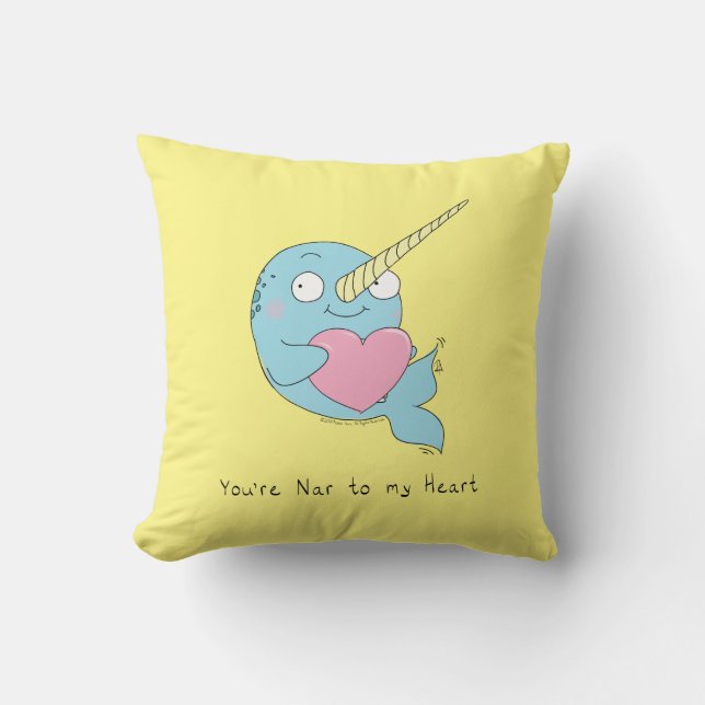 Narwhal Cute Kids Tecknad Kudde (Framsida)