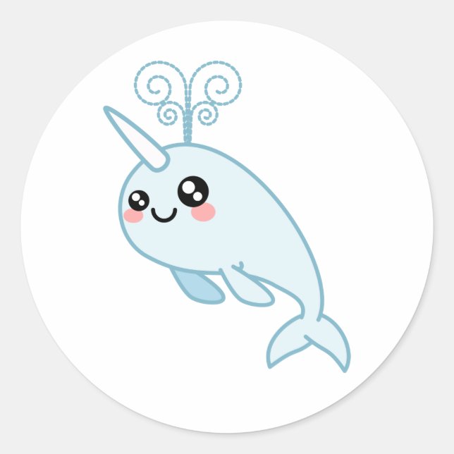 Narwhal Cutie Runt Klistermärke (Framsida)