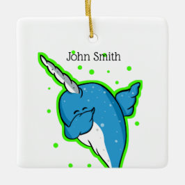 Narwhal Dabbing Dab Julgransprydnad Keramik
