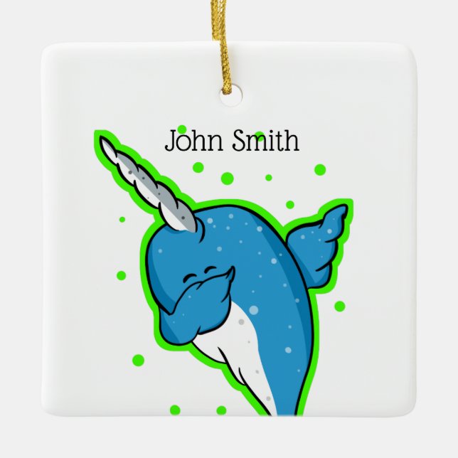 Narwhal Dabbing Dab Julgransprydnad Keramik (Framsida)