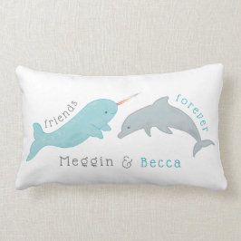 Narwhal Dolphin Friends Forever Pillow Lumbarkudde