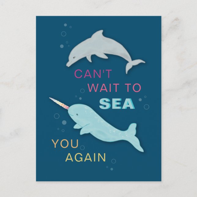 Narwhal Dolphin Friends Vykort (Framsida)