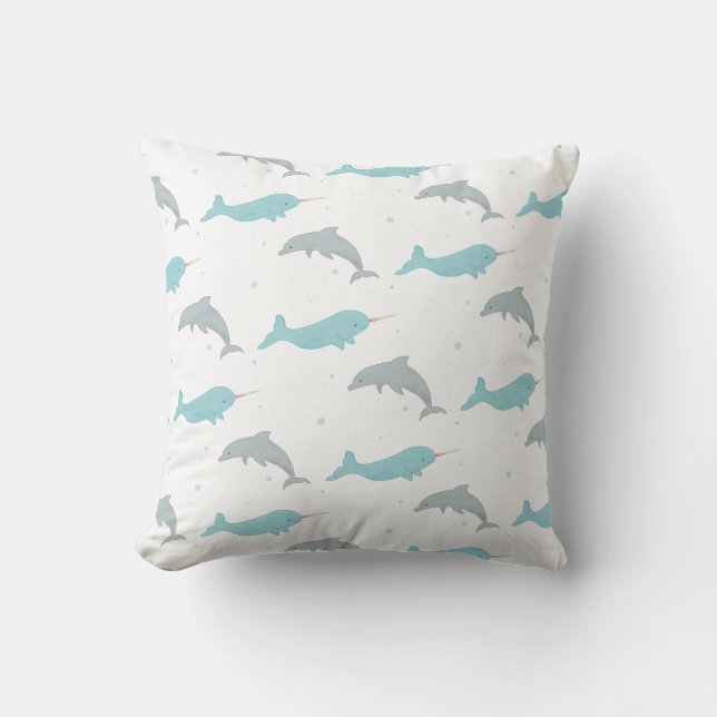 Narwhal Dolphin Pillow Kudde (Framsida)