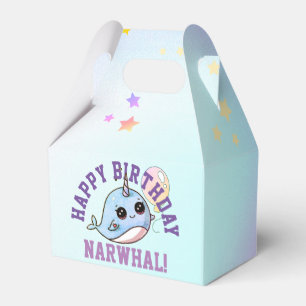 Narwhal födelsedagpersonlig med ballongen presentaskar