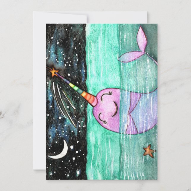 Narwhal-Födelsedagsfest Inbjudningar (Framsida)