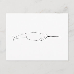 Narwhal (fodra konstillustrationen), vykort