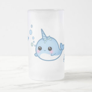 Narwhal gullig bebis frostat ölglas