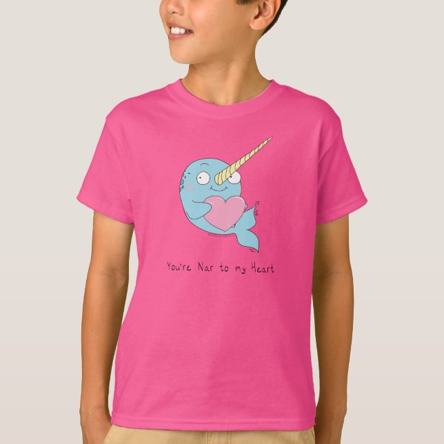 Narwhal Hugga a Heart Boy's Barn T-shirt (Framsida)