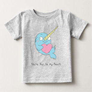 Narwhal Hugger a Heart Baby Barn T-shirt