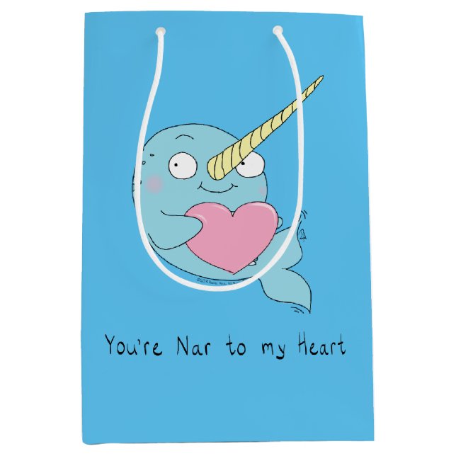 Narwhal Hugger Heart Valentine Day Gift Bag (Framsidan)