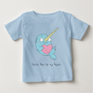 Narwhal Hugging a Heart Baby Barn T-shirt