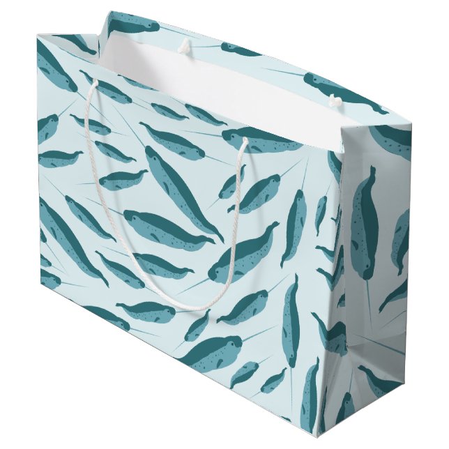 Narwhal i Blå oceanen Mönster (Baksidan Vinklad)