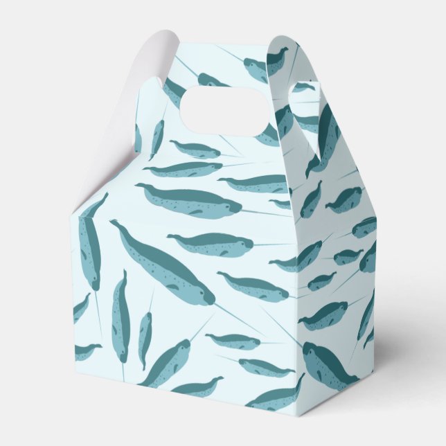 Narwhal i Blå oceanen Mönster Presentaskar (Framsidan Sidan)