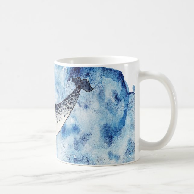 Narwhal i ett stänk av akvarellen kaffemugg (Höger)