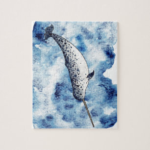Narwhal i ett stänk av akvarellen pussel