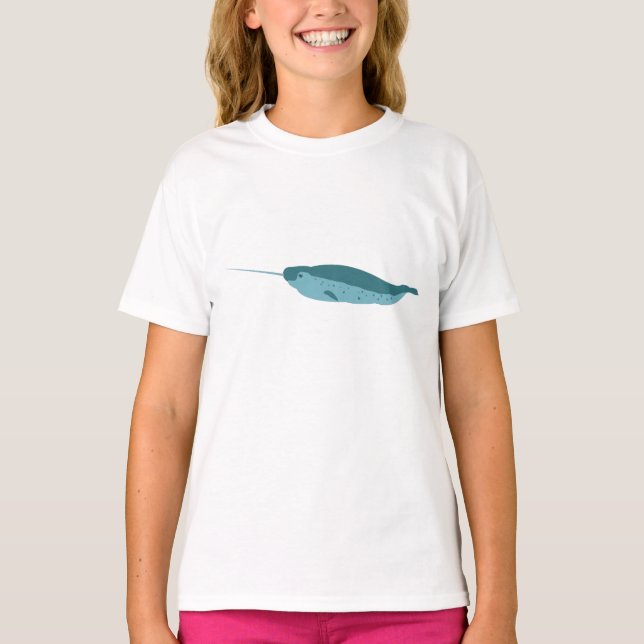 Narwhal in Blue Ocean T Shirt (Framsida)
