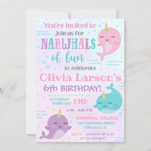 Narwhal-inbjudan Narwhal Birthday Inbjudan