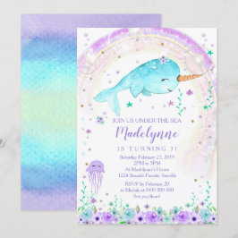 Narwhal-inbjudan till flicka inbjudningar
