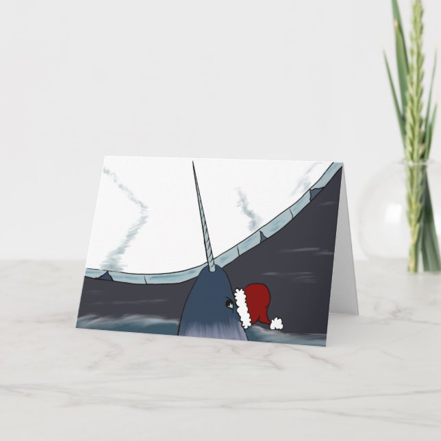 Narwhal jul på nordpolenen helgkort (Framsida)