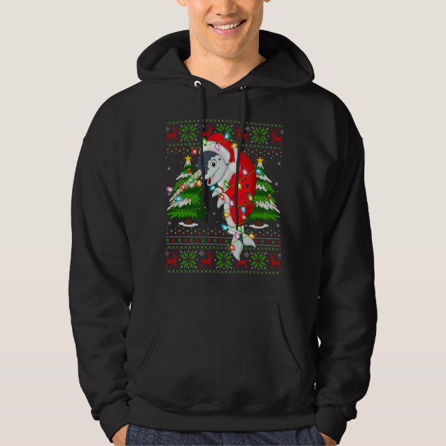 Narwhal Julafton Träd Matching Santa Narwhal Ugly  Hoodie (Framsida)