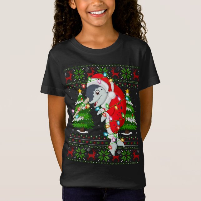 Narwhal Julafton Träd Matching Santa Narwhal Ugly  T Shirt (Framsida)