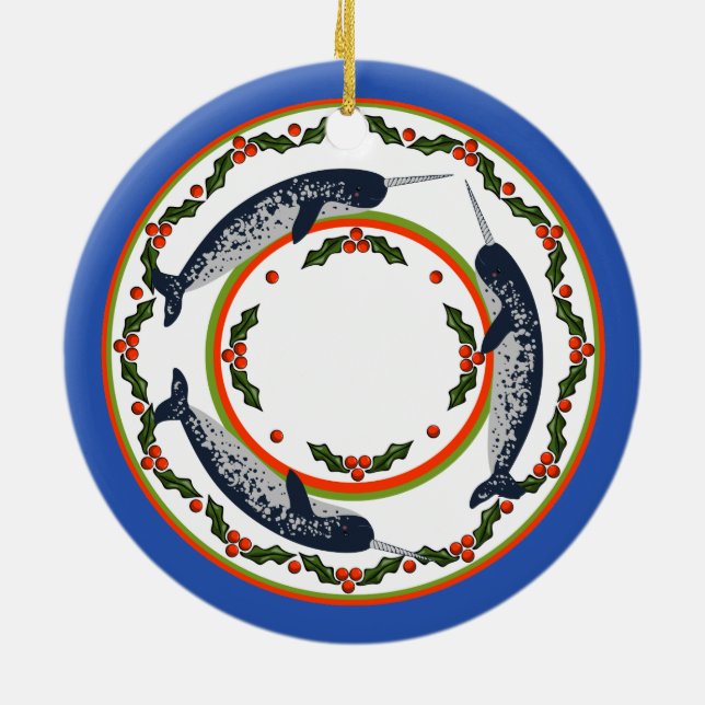 Narwhal-julprydnad Julgransprydnad Keramik (Baksidan)