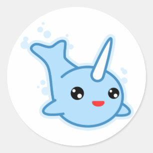 Narwhal Kawaii Runt Klistermärke