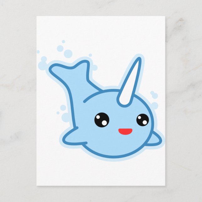 Narwhal Kawaii Vykort (Framsida)