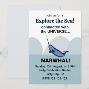 Narwhal kopplad till Universe Narwhal Inbjudningar
