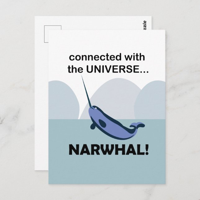 Narwhal kopplad till Universe Narwhal Vykort (Fram/baksida)