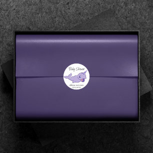 Narwhal Lila   Lavender Magic Baby Shower Runt Klistermärke