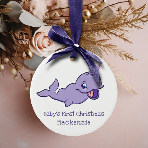 Narwhal Lila Lavender Magic Sea Unicorn Julgransprydnad Keramik