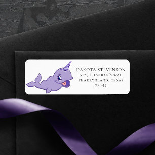 Narwhal Lila Lilac Magic Sea Unicorn Adress Returadress Etikett