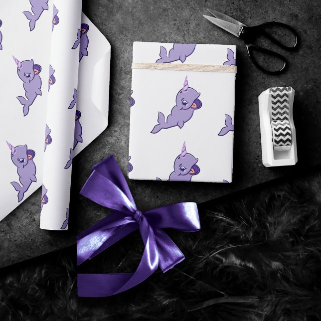Narwhal Lila | Lilac Magic Sea Unicorn Party Presentpapper (Skapare uppladdad)