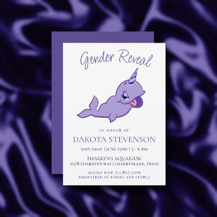 Narwhal Lila Violet Magic Sea Unicorn Shower Inbjudningar