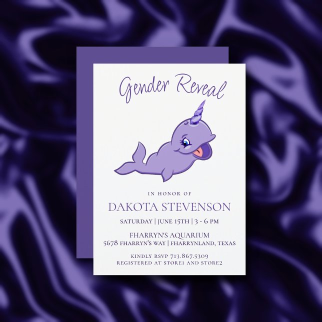 Narwhal Lila | Violet Magic Sea Unicorn Shower Inbjudningar (Skapare uppladdad)
