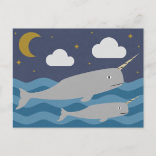 Narwhal Night Simma Vykort