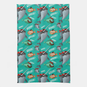 Narwhal och fiskpiratmönster kökshandduk