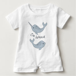 Narwhal Oh Whale Baby Bodykostym (Mörk Text) T Shirt